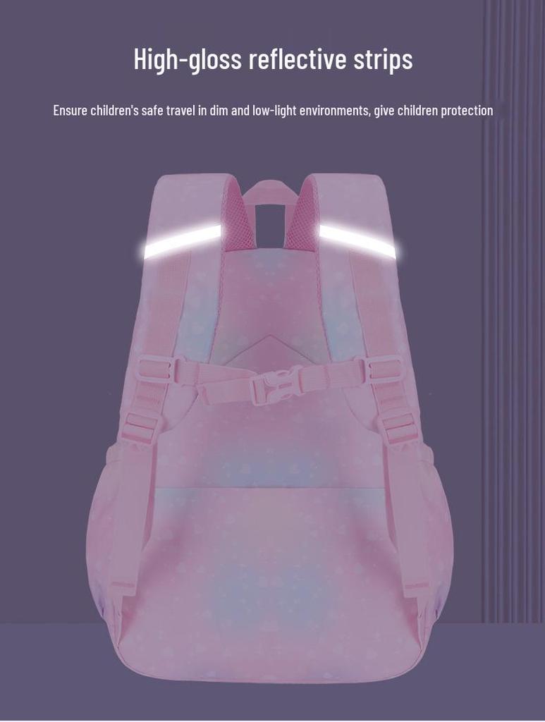 Rainbow-Design Large Capacity Backpack for Girls, Grades 1-6