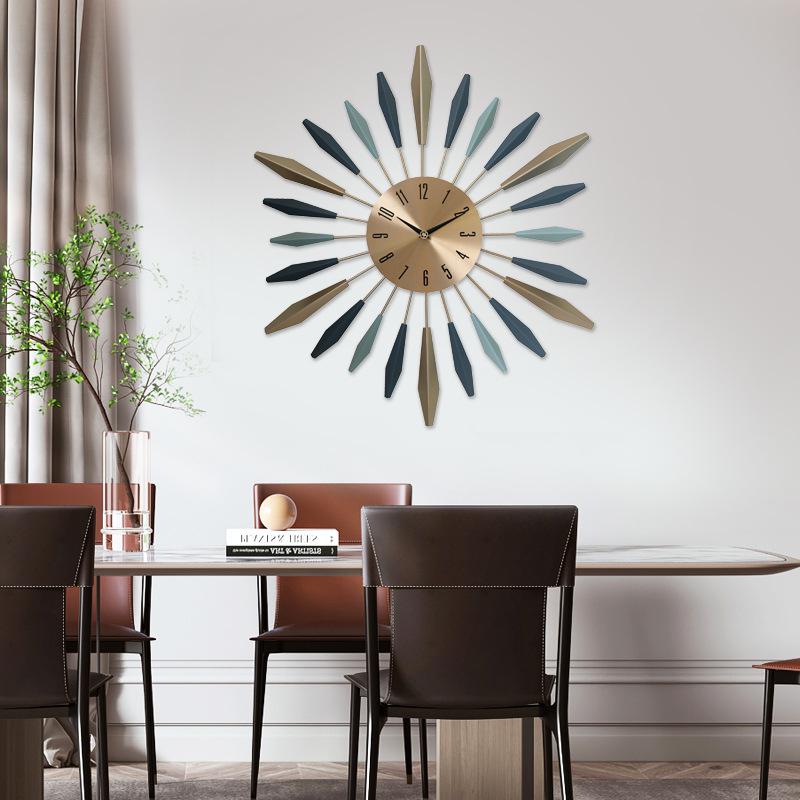 European Luxury Iron Wall Clock for Living Room or Patio Decor