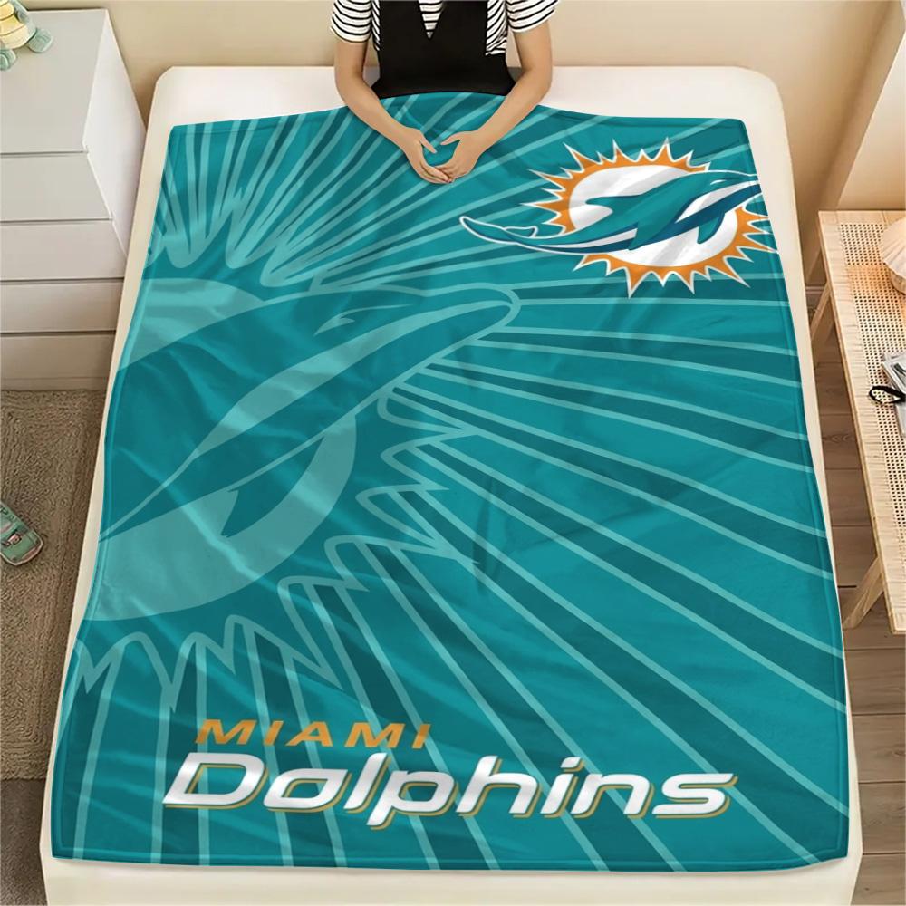 Miami Dolphins Print Flannel Blanket High Quality Warm Comfortable Cover for All Seasons Perfect for Gifts Home Decor