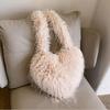 Yogodlns Long Plush Women's Large Shoulder Bag Luxury Faux Fur Female Love Shape Bags Y2k Punk Girls Fluffy Tote Handbags Crossbody Bag