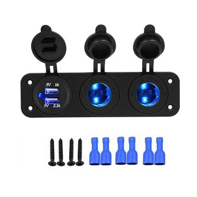 Dvojitá napájacia zásuvka 3 V 1 3,1 A Duálny USB adaptér do autonabíjačky do auta Vodotesný pre karavany Boat Camper