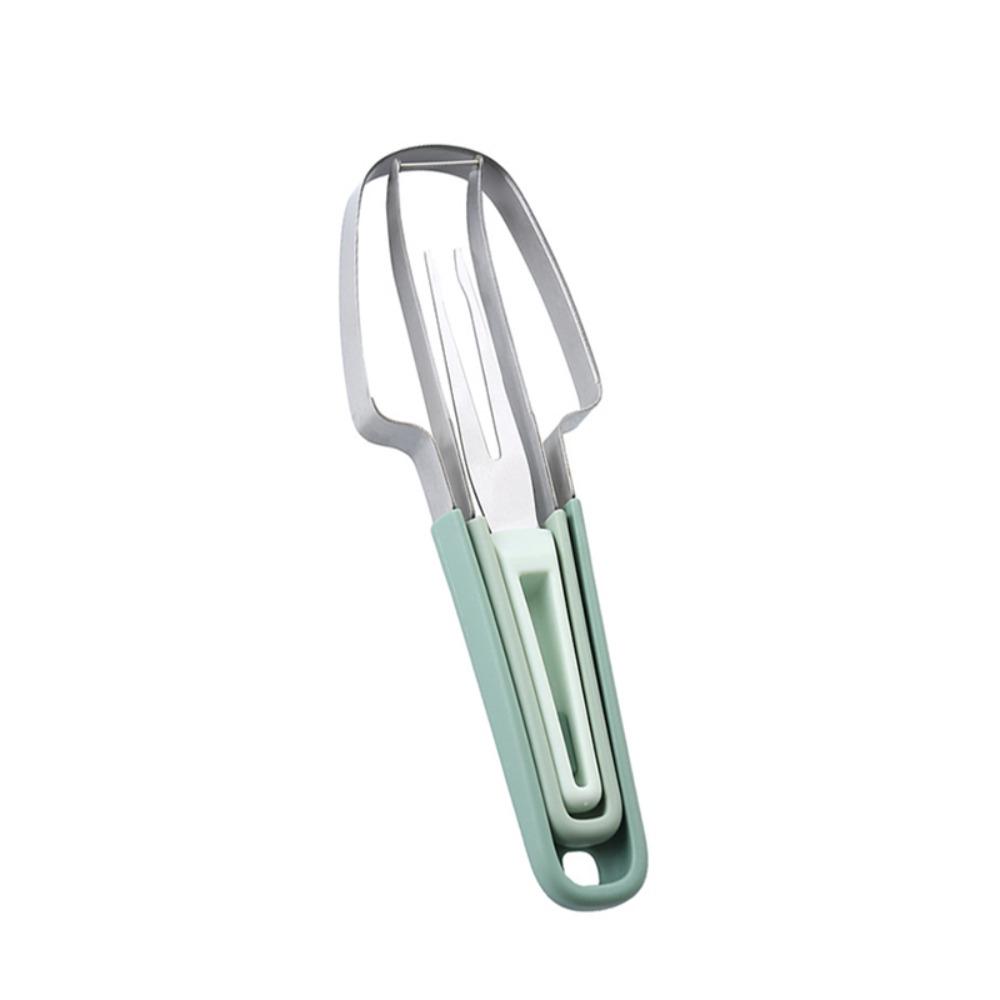Integrated Watermelon Fork Slicer Cutter Stainless Steel Melon Pulp Separator Hotel зелёный