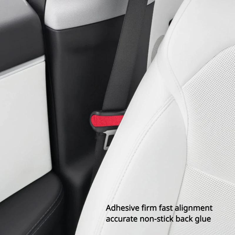 Seat Belt Buckle Decorative Stickers for Tesla Model 3 Highland Model Y Juniper 2025 Alcantara Suede Seat Belt Buckle Thin Patch