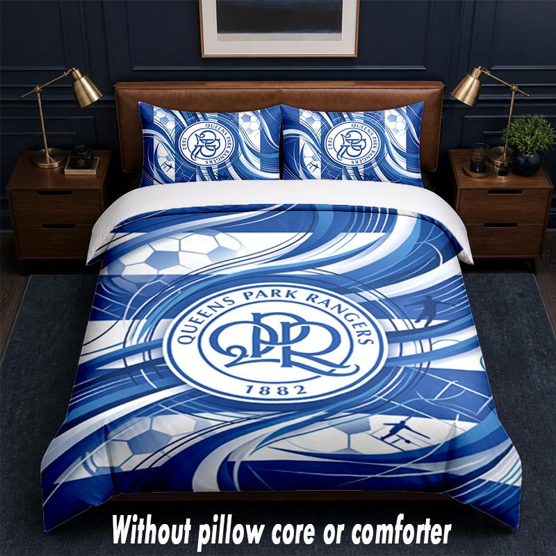 Queens Park Rangers Football Design Bed Bedding Set 1 Duvet Cover + 2 Pillowcases Soft Breathable Household Bed Linens