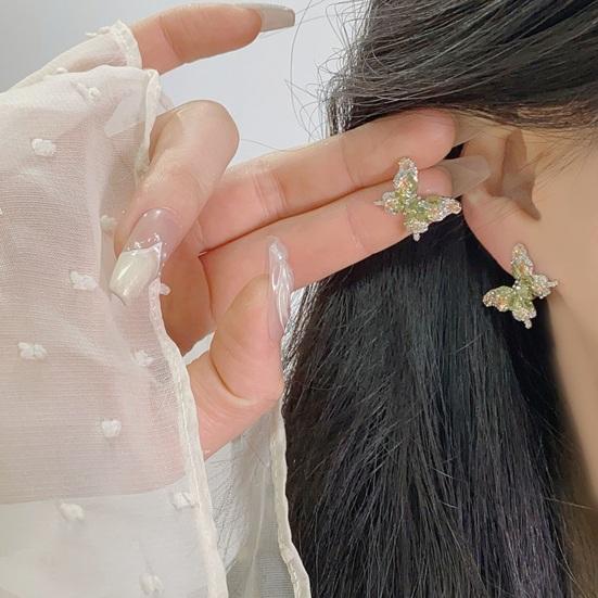 Butterfly Stud Earrings Olive Green Zircon Gemstone Ear Studs Butterfly Earrings Women Jewelry Gift for Birthdays Anniversaries