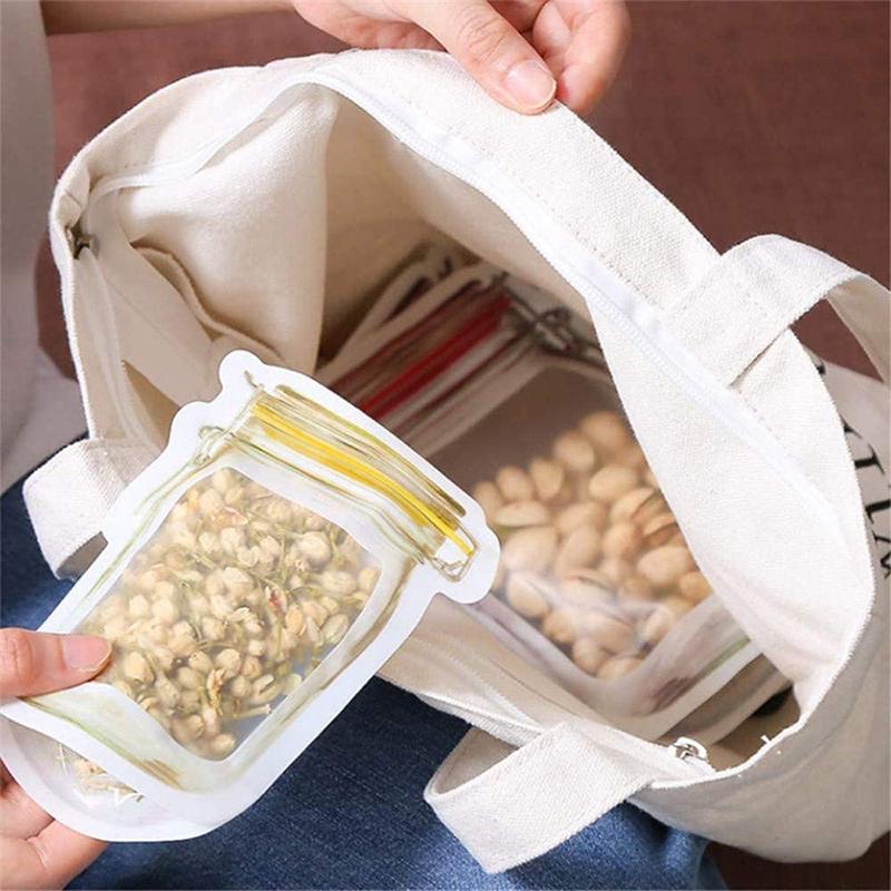 Mason Jar Bottles Bags Zipper BPA Free Mason Bottles Food Snack Bag Seal Fresh Sealed Bags Leakproof Home Organizer