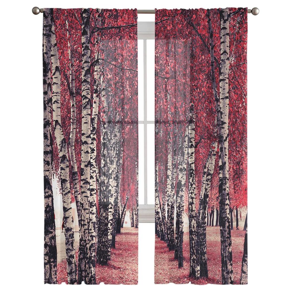 Fallen Leaves Natural Texture Modern Tulle Curtains For Living Room Bedroom Home Kitchen Window Sheer Curtains