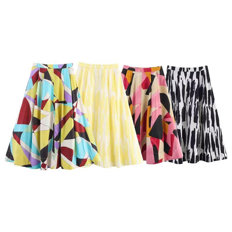 Za Spring and Autumn New Arrivals Women's Clothing Zr European and American Style Foreign Trade Fashion Versatile Casual Printed Midi Skirt 2183048