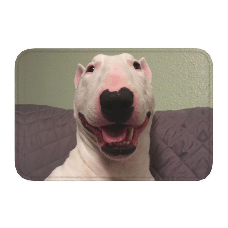 Starry Night Oil Painting Bull Terrier Carpet Mat Anti-Slip Rubber Backing Rug for Pet Lover Home Decoration Artistic Anime Rug