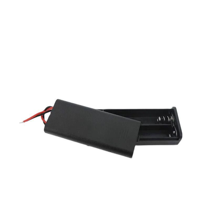 10pcs 2 Slot Port AAA Battery Holder Case Box with Leads with ON/OFF Switch Cover Standard Battery Container
