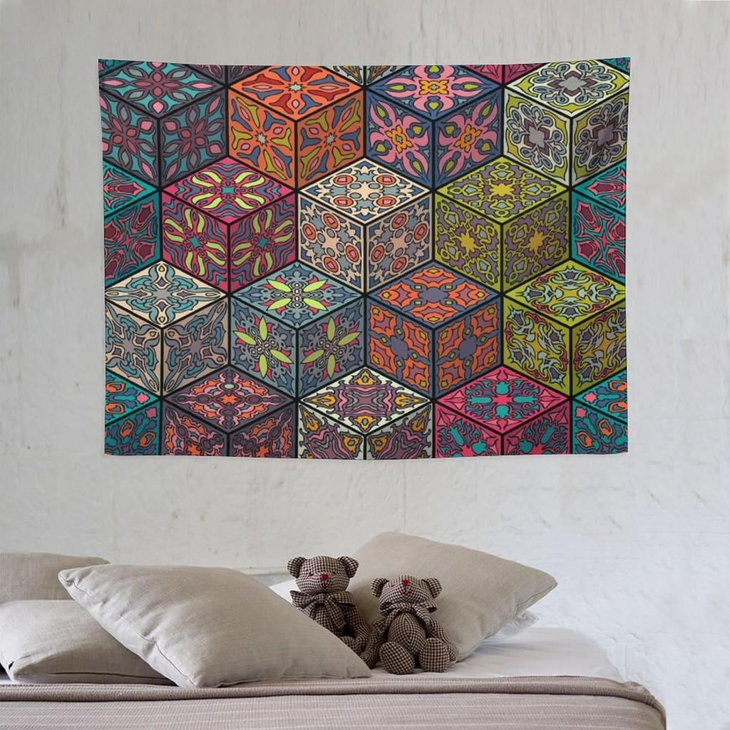Vintage Bohemian Tapestry Wall Hanging Colorful Mandala Indian Pattern Tapestries Home Decor for Living Room Bedroom Apartment