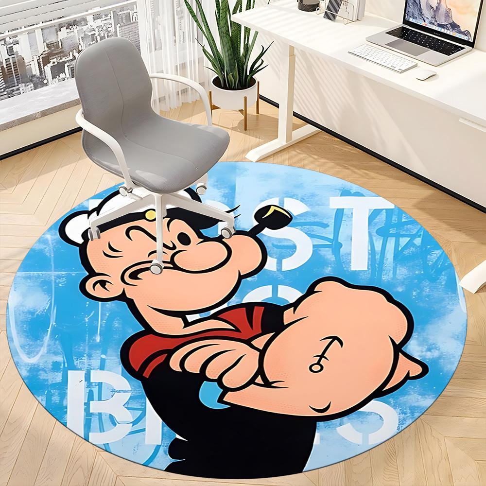 1pc Popeye Sailor Office Round Area Rug, Under Office Chairs Bedroom Living Room Home Decor, Room Deco