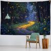 Forest Firefly Tapestry Dreamy Landscape Polyester Wall Hanging Fabric Aesthetic Home Decoration Living Room Background Poster