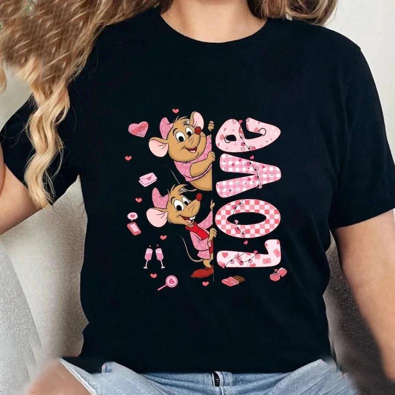 Cinderella Jaq And Gus Mouse Love Happy Valentines Day Tshirt Unisex Unisex S