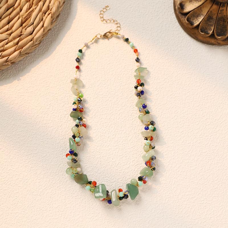 

Ожерелье из натурального камня, ручная работа, ретро, литературная цепочка на ключицу, богемная нишевая шейная цепочка для женщин