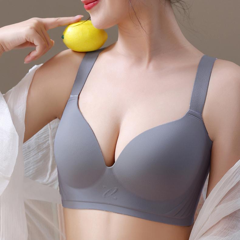 Large Size Smooth Surface Bra for Women Seamless Bra Double Breasted Slim Gathered and Adjusted Bra