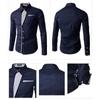 Cămașă cu mânecă lungă pentru bărbați de modă Camisa masculină, cu design subțire, ocazional, de marcă, cămașă de rochie pentru bărbați, mărimea M-4XL
