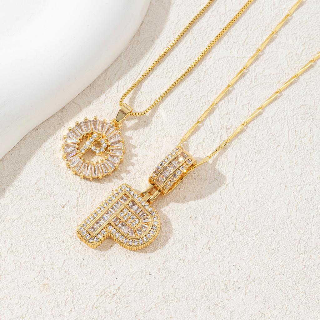 2Pcs Full CZ Zircon Iced Crystal Initial Letter Flower Necklace Women Copper A-Z Alphabet Pendant Couple Jewelry Birthday Gifts