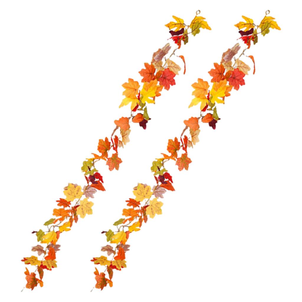 2Pcs Artificial Autumn Fall Maple Leaf Garland Artificial Maple Leaf Vine Garland Fall Leaves Decor Garland for Home Garden