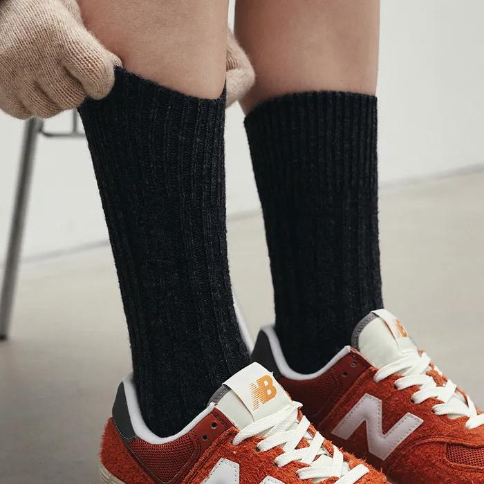 Twill Wool Socks - Charcoal