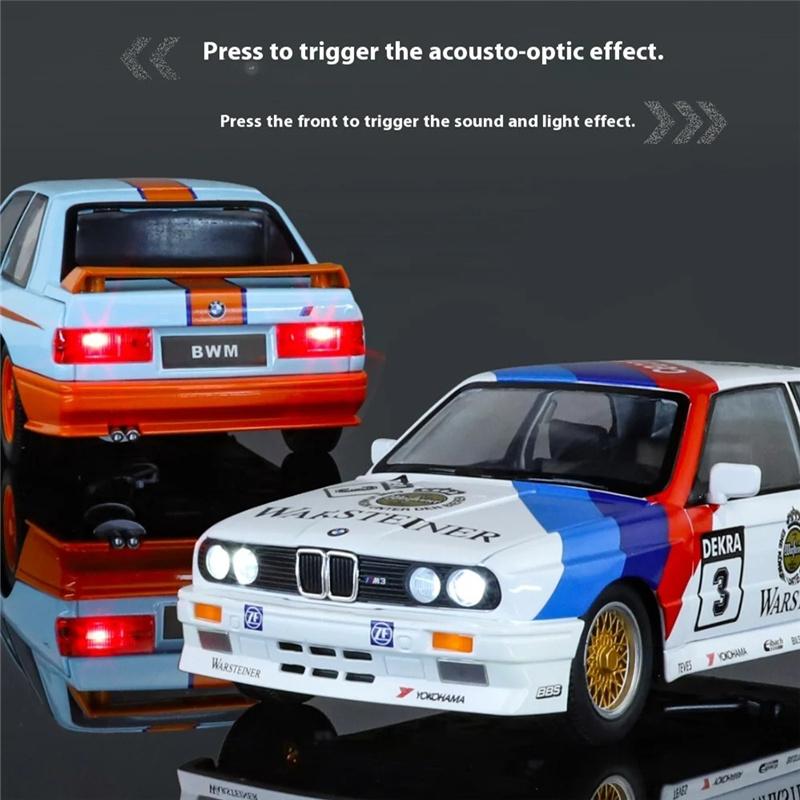 1/24 BMW M3 Sport EVO Alloy Sports Car Model Diecasts Metal Track Racing Car Vehicles Model Sound Light Simulation Kids Toy Gift