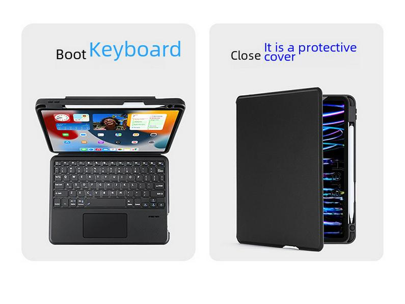 Wireless Bluetooth Keyboard and Magnetic Protective Cover for iPad Pro 11 and Air 6 (2024).