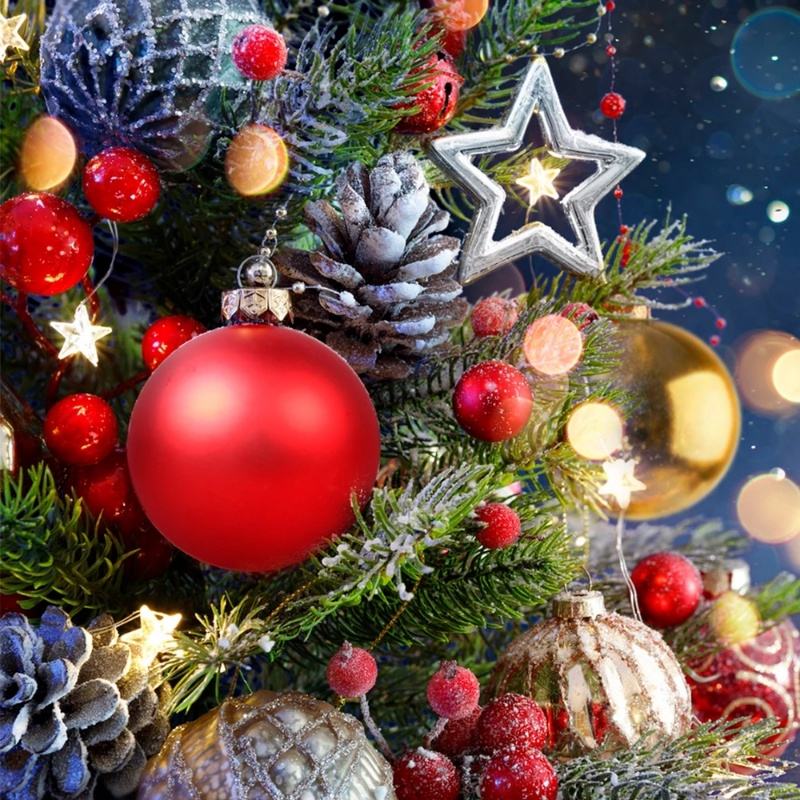 12Pcs/Set Christmas Ball Xmas Tree Pendant Decoration Glitter Bauble for Wedding Home Party New Year Indoor Hanging Gifts