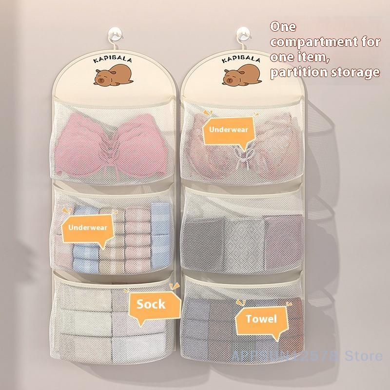 2/3-lagige Aufbewahrungstasche mit großem Fassungsvermögen, Netzbeutel zur Aufbewahrung von Unterwäsche und Socken, atmungsaktiver Schrankorganizer mit Kleiderbügel