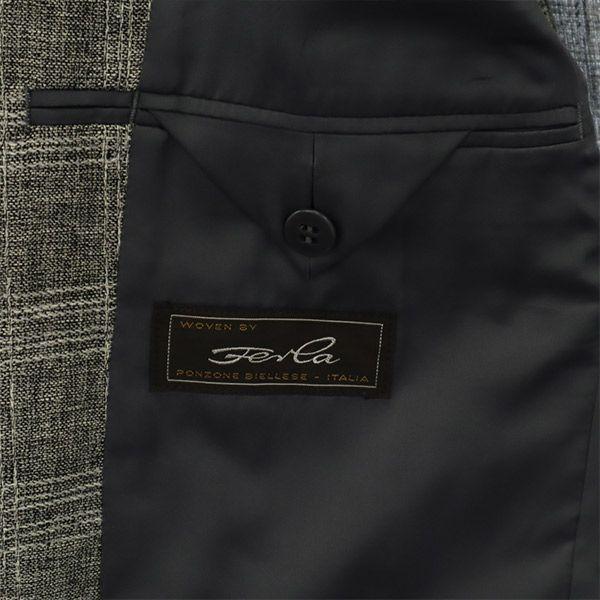 Durban Made In Japan Check Linen Wool Blend Tailored Jacket Gray Men's Used