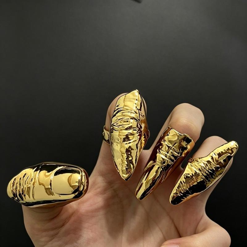 Punk Metallic Claw Nail Rings Irregular Gothic Long Finger Tip Rings For Women Men Alternative Party Rings Accessories