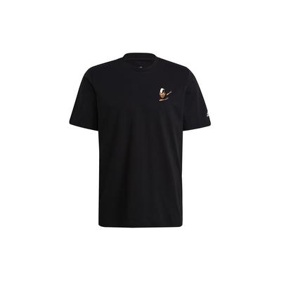 Icon Emb Football Sport Round Neck Short Sleeve T-Shirt Men Tops Black HA5462