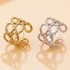 Women's Retro Hollow Geometric Oval Ring with Smooth Asymmetrical Design - Non-fading Jewelry