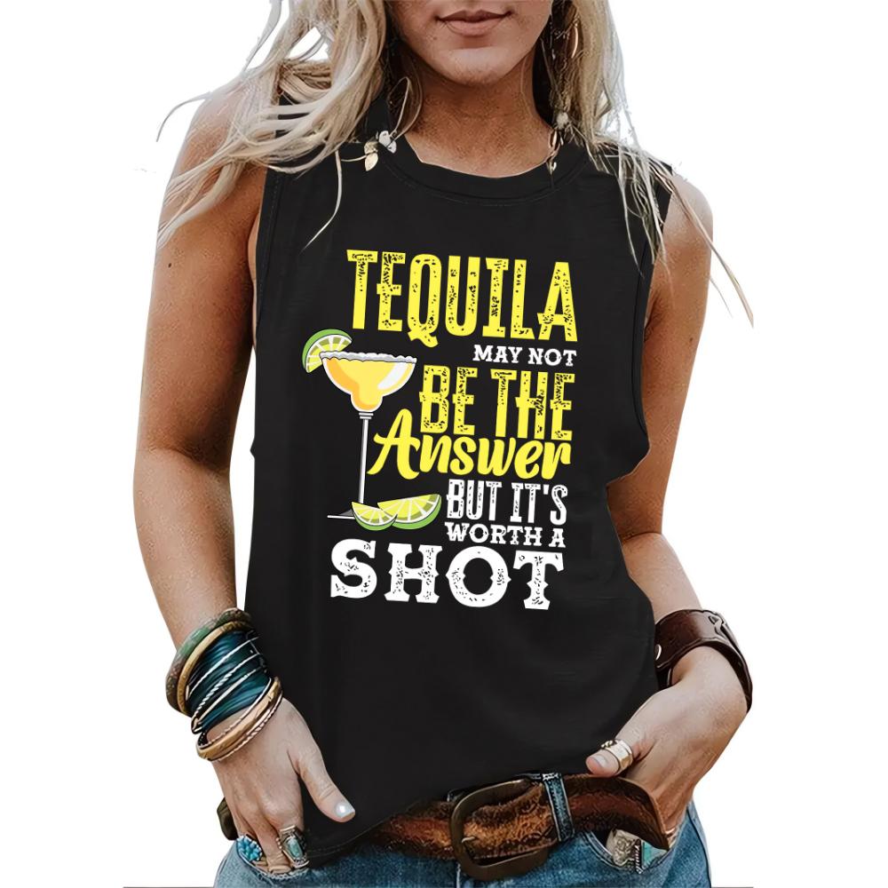 

Женская футболка без рукавов с принтом букв, повседневный топ с круглым вырезом для весны и лета XL