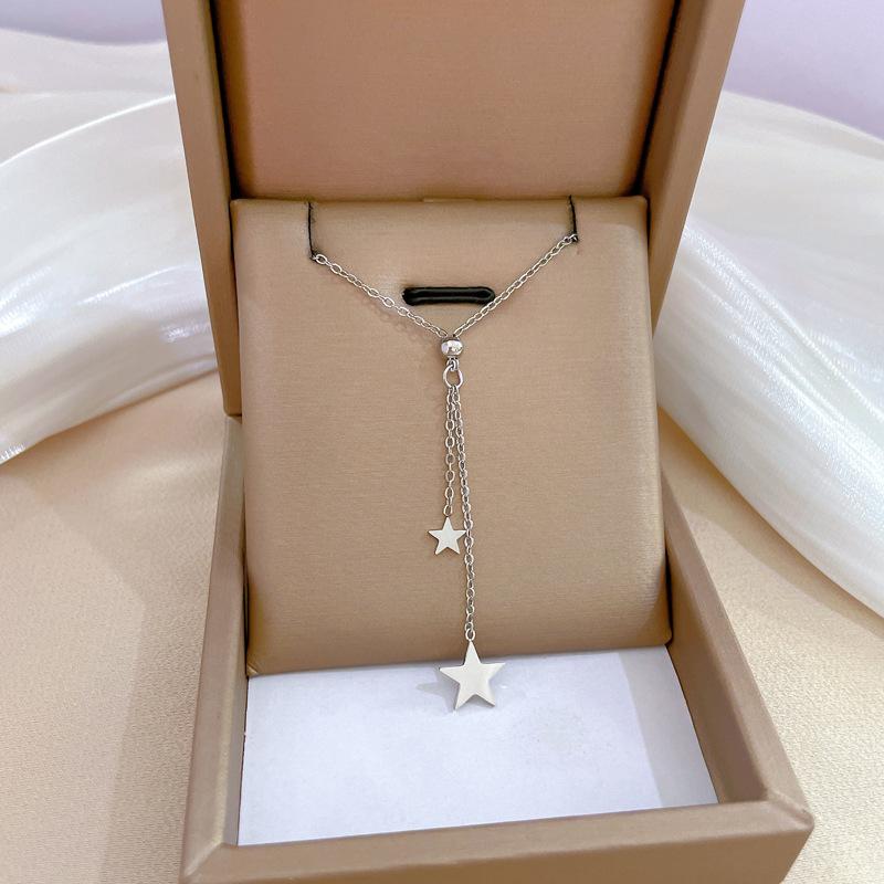 Fringed Star Minimalist Furnace Real Gold Necklace Female Collarbone Chain Accessories