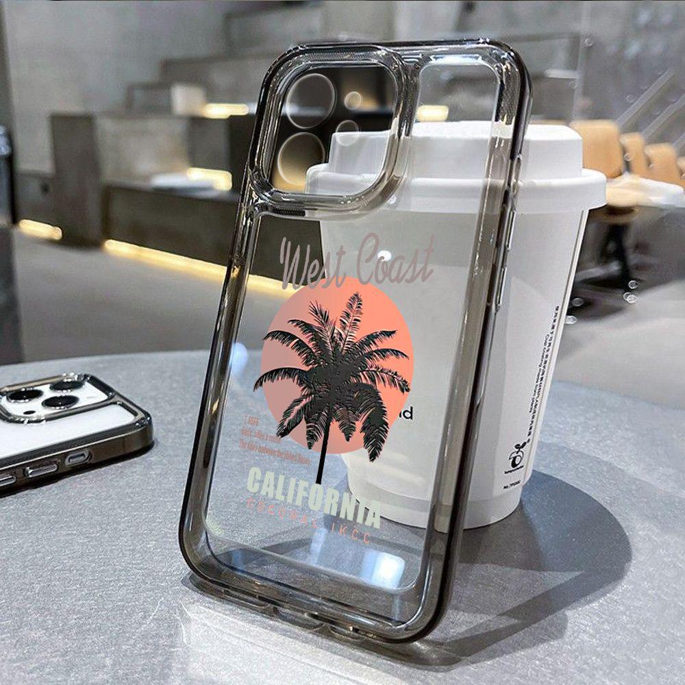 Sunset Dusk Coconut Tree for iPhone17promax Mobile Phone Case 16pro Apple 15/14 Transparent 13 Anti-drop