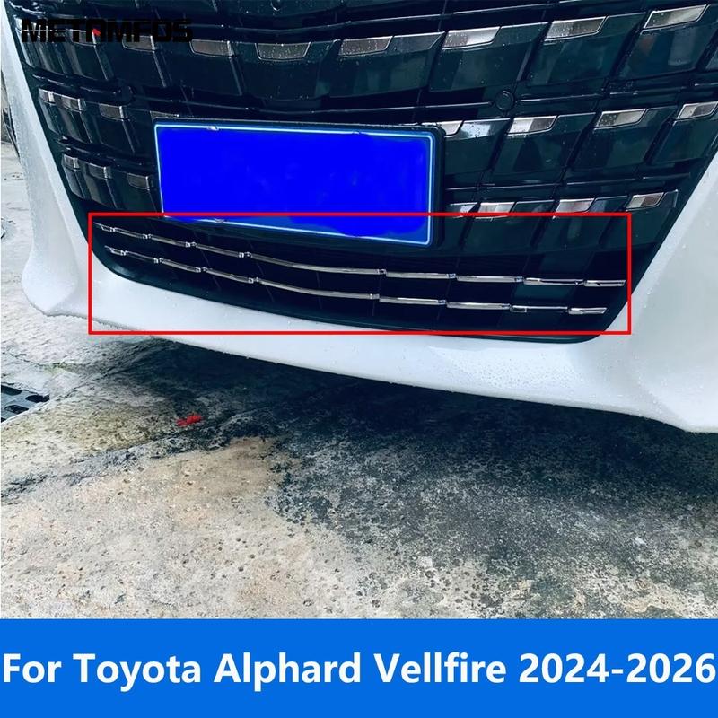 For Toyota Alphard Vellfire 2024 2025 2026 Chrome Front Bumper Grille Racing Grill Molding Trim Sticker Accessories Car Styling