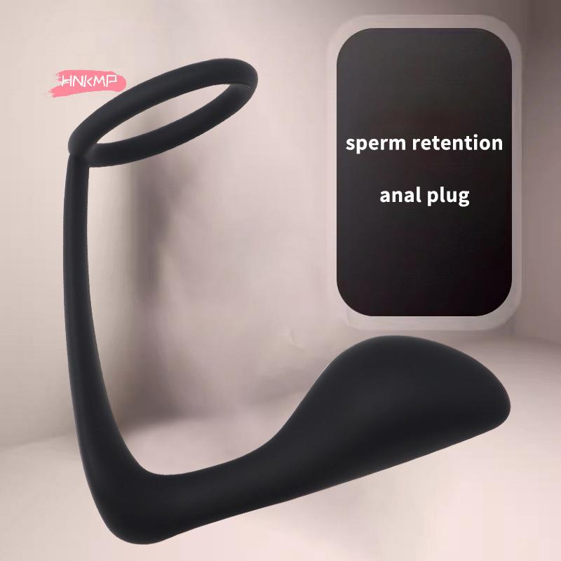 1Pc Silicone Male Double Ring Prostate Massager Penis Ring Anal Plug Stimulator Adult Masturbator Male Sex Toys
