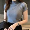 Mode Sommer Kurzarm Schwarz Weiß Gestrickter Pullover T-Shirt Damen Slim Strick T-Shirt Damen Oberteile T-Shirts JJ02