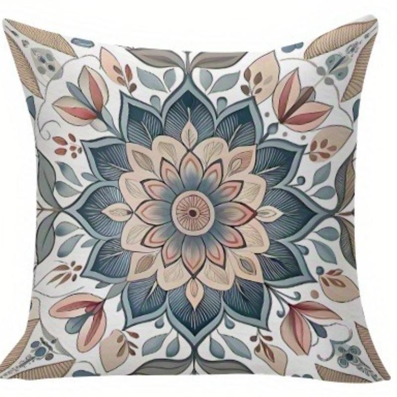Ethnic Mandala Floral Pillow Covers Pattern Cushion Covers Zippered Single Sided For Sofa Living Room Bedroom Outdoor Home Decor