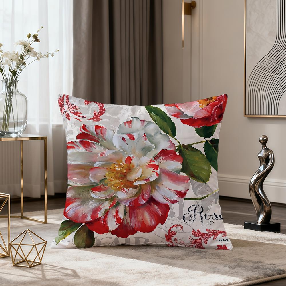 Retro Color Exquisite Flower ART Fashion Vintage Soft Comfort Pillowcase Sofa Nap Living Room Party Home Pet Decor Pillowcover