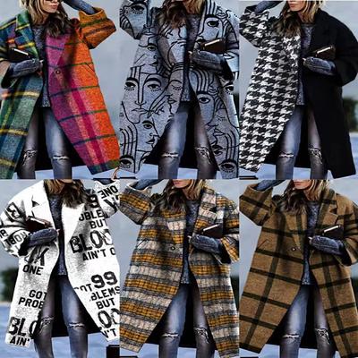 Herbst Damenbekleidung Mehrfarbige karierte langärmelige Reversjacke