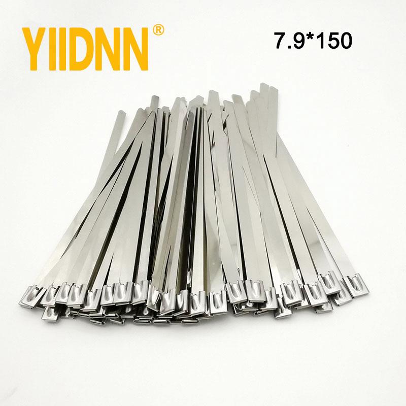 10 PC Heavy Duty 7.9mm Stainless Steel Cable Tie Exhaust Strap Wrap Coated Locking Zip Cable Ties