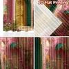 2D Flat Printing 2pcs Curtain Curtains Colorful Floral Palace Door Digital Printed Polyester Drapes Party Decorations Perfect