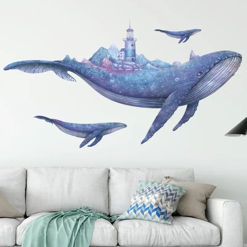 Nordic Style Wall Stickers Whale Castle Fresh Bedroom Living Room Wall Decoration PVC Painting Stickers Accessories Tools Supply