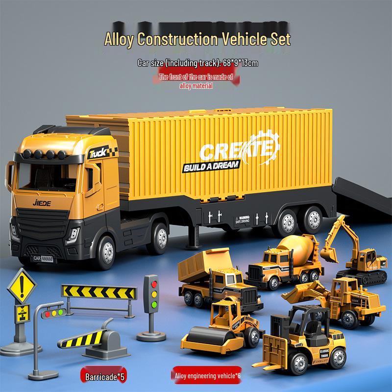 Large Alloy Kids' Construction Truck Set: Excavator, Crane & Storage Toy Car