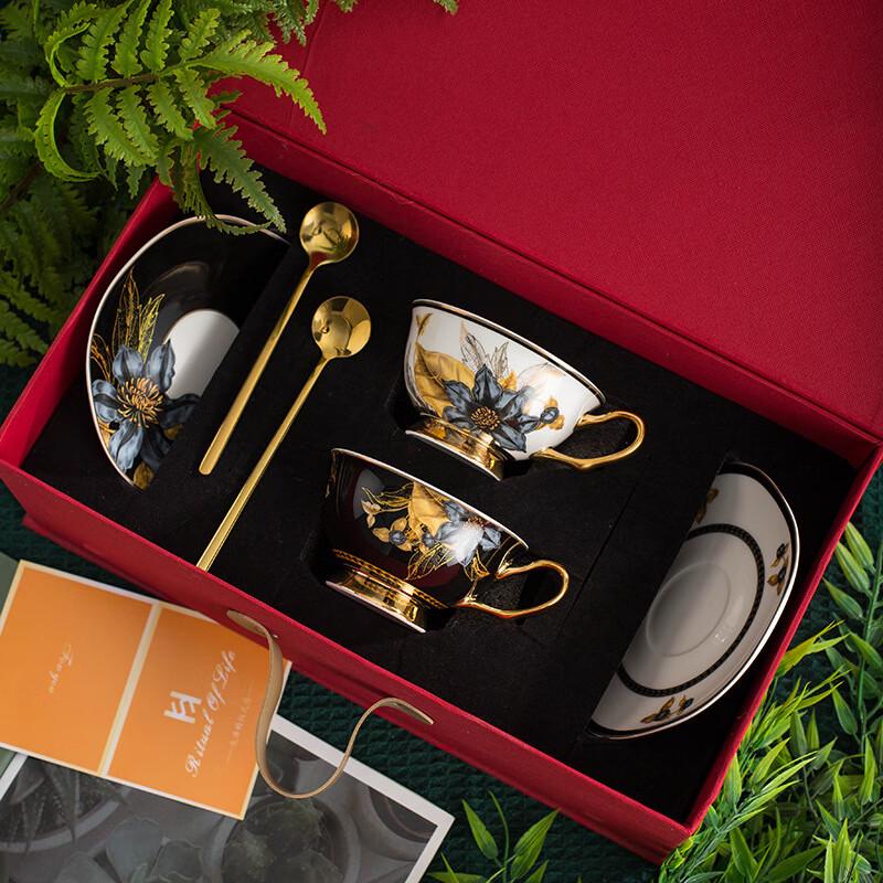 Elegant Ceramic Coffee and Tea Cup Set Red Gift Box Set