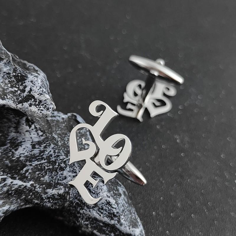 Letter LOVE Cufflinks Stainless Steel Personalized Design Niche Temperament Clothing Accessories