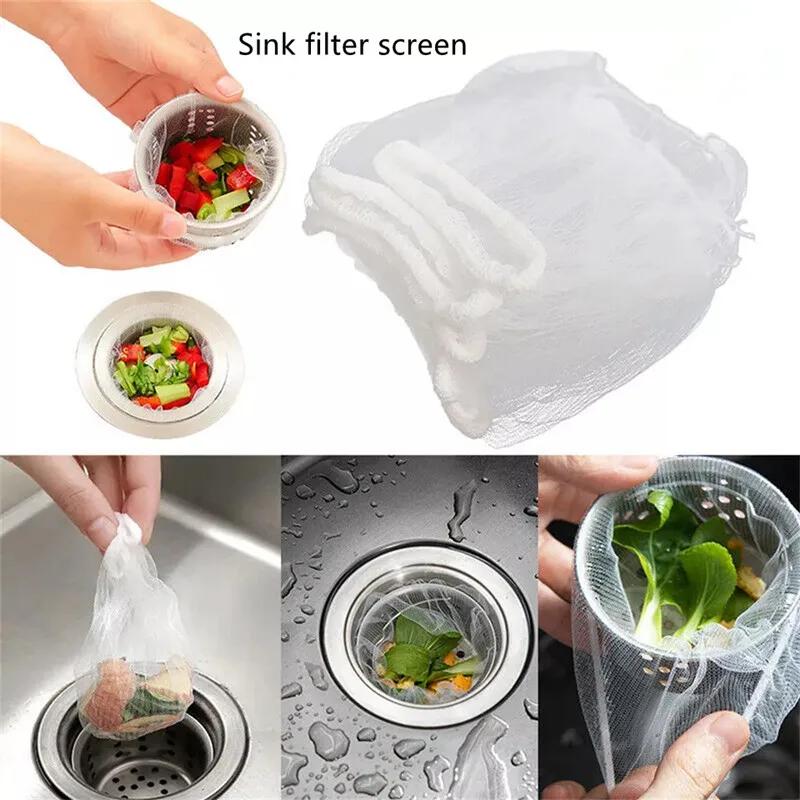 30/100PC Sink Filter Screen Elastic Band Opening Disposable Household Kitchen Sewage Anti Blocking Garbage Filtration Kitchen