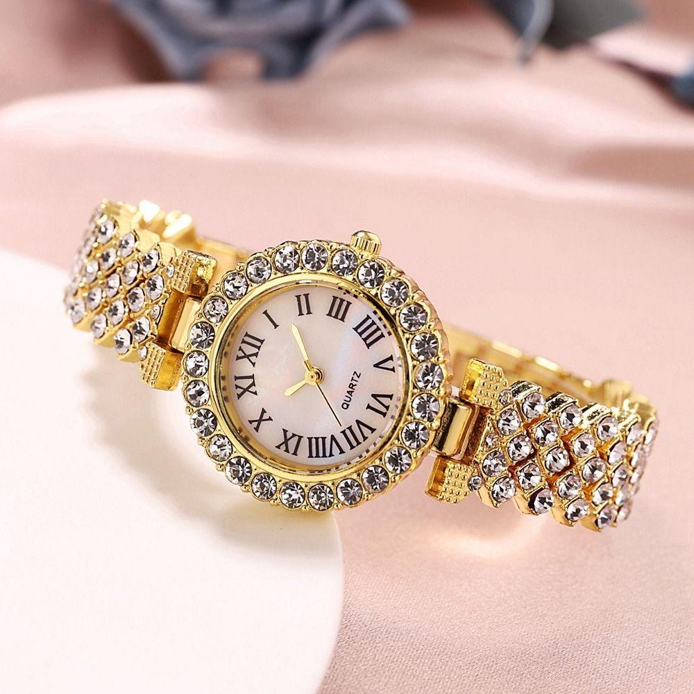 Elegant Women's Wristwatch Luxury Watch Bracelet Set Fashionable Gifts Rose Gold Watch  Casual Wear
