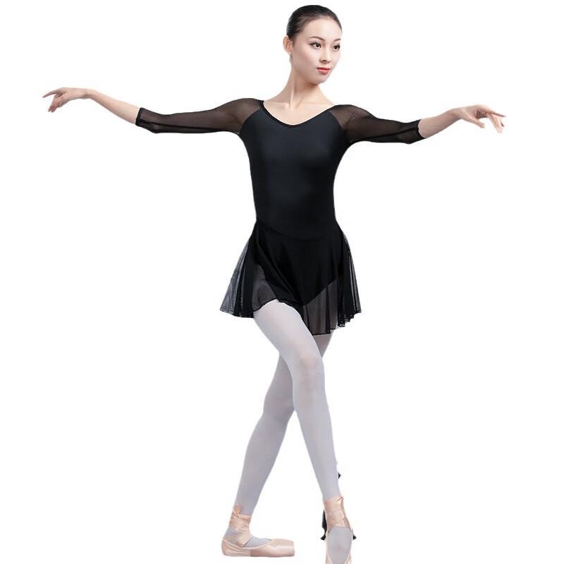 OEING Damen Pink 3/4 Ärmel Tanz-Leotard mit Netzrock